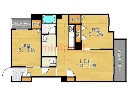 TRIM PLUS II MINAMIIBARAKI(2LDK/3階)の間取り写真