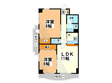 コンフォート聖蹟 当社管理物件(2LDK/5階)の間取り写真