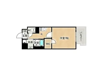 スワンズシティ大阪城北詰(1K/2階)の間取り写真