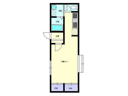 プラージュ堰端A(ワンルーム/2階)の間取り写真