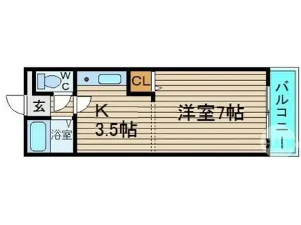 プルメリア(1K/2階)の間取り写真