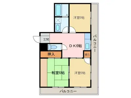 コーワコーポ(3DK/6階)の間取り写真