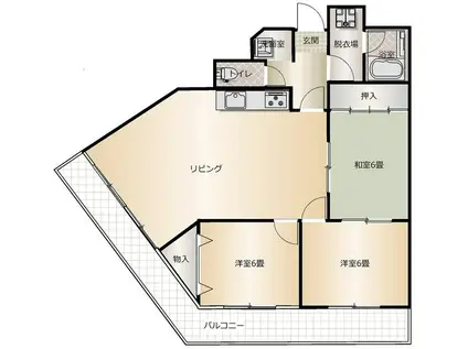 シャトレ上山手(3LDK/3階)の間取り写真
