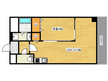 マ・メゾン春日原(1LDK/3階)の間取り写真