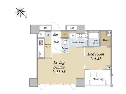 アトラス恵比寿景丘(1LDK/7階)の間取り写真