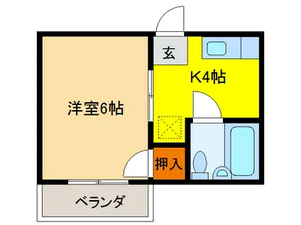 コーポジュノー(1K/1階)の間取り写真