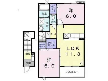 ＪＲ東海道本線 垂井駅 徒歩12分 2階建 築20年(2LDK/2階)の間取り写真