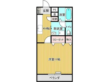 アビリティ西平原LO(1K/2階)の間取り写真