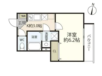 GREENHILL HATSUKAICHI(1K/1階)の間取り写真