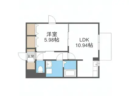 スカイハイツII学園前(1LDK/1階)の間取り写真