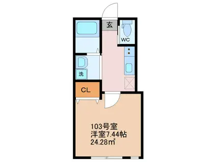 ライズ八千代台(1K/1階)の間取り写真