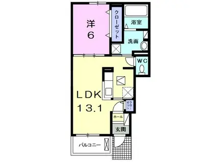 シャン・ノール XX(1LDK/1階)の間取り写真