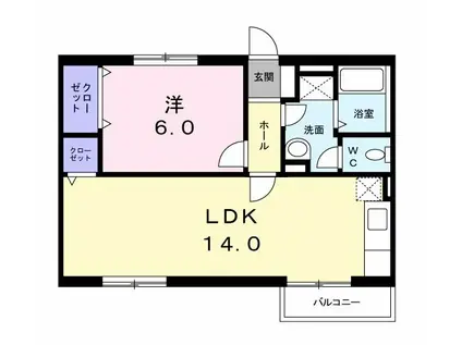 エミネンスユイII(1LDK/1階)の間取り写真