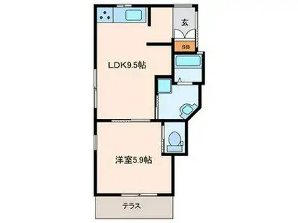 アークK(1LDK/1階)の間取り写真