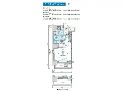 リヴシティ森下駅前(1K/3階)の間取り写真