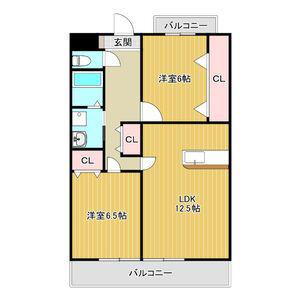 ハイツ大牧(2LDK/2階)の間取り写真