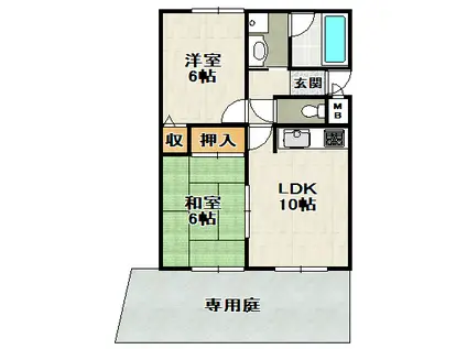 RELIE宝塚(2LDK/1階)の間取り写真