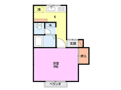 ジョイフルハイツ(1K/2階)の間取り写真