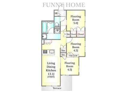 スターレジデンス八雲(3LDK/1階)の間取り写真