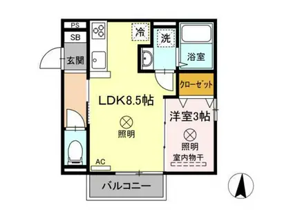 ELPIS I(1LDK/2階)の間取り写真