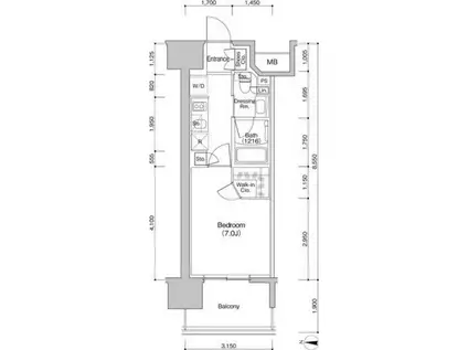 ザ・パークハビオ新栄(1K/14階)の間取り写真