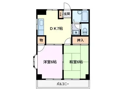 パークレーン東和(2DK/2階)の間取り写真