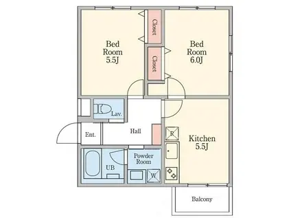 クレッセン経堂(2K/2階)の間取り写真