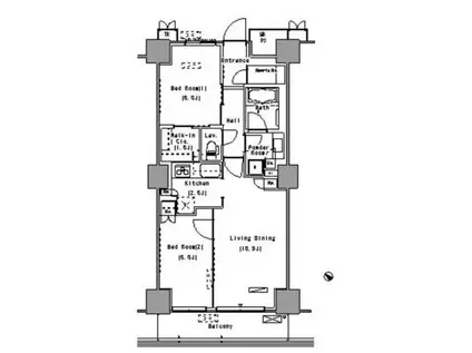 PARK AXIS 豊洲(2LDK/16階)の間取り写真