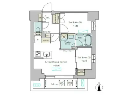 BRILLIA IST 武蔵小杉(2LDK/12階)の間取り写真