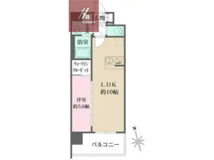 リヴェント玉造(1LDK/10階)の間取り写真