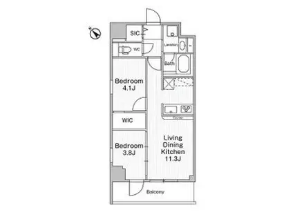 コンフォリア・リヴ巣鴨(2LDK/9階)の間取り写真