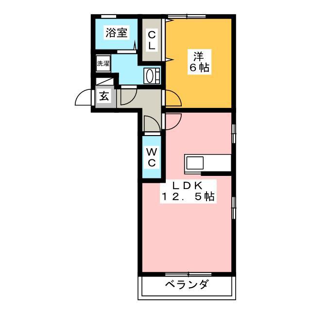ボンヌシャンス A棟(1LDK/2階)の間取り写真