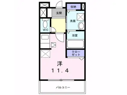 ラフィネロジュマン(ワンルーム/1階)の間取り写真