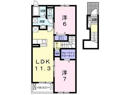 ミニヨン A(2LDK/2階)の間取り写真