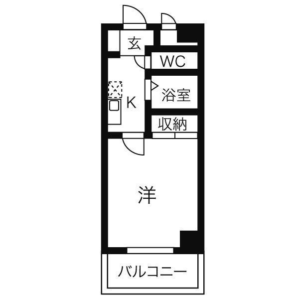 グローリアス音聞(1K/2階)の間取り写真