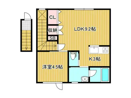 CLARTE SUD(1LDK/1階)の間取り写真