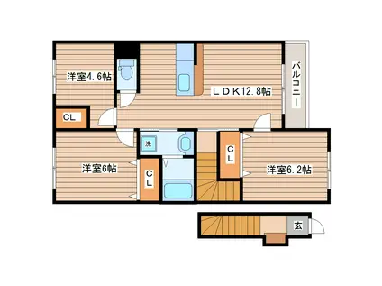 ピースヴィラ けやき(3LDK/2階)の間取り写真
