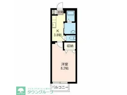 スプリングハイツ(1K/2階)の間取り写真