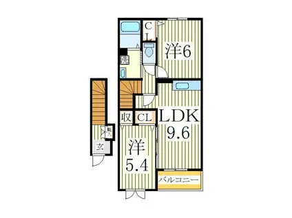 ラフィナートI(2LDK/2階)の間取り写真