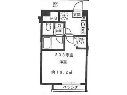 エコー東中野(1K/2階)の間取り写真
