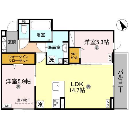 D-ROOM小篠原(2LDK/2階)の間取り写真