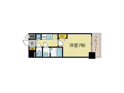 プレサンス鶴舞公園セラヴィ(1K/7階)の間取り写真