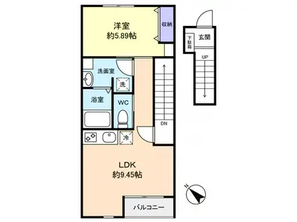 マンダリンツリー(1LDK/2階)の間取り写真