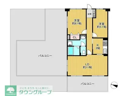 草加松原プリンスハイツ(2LDK/7階)の間取り写真