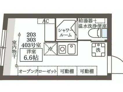 COCOCUBE高円寺II(ワンルーム/4階)の間取り写真
