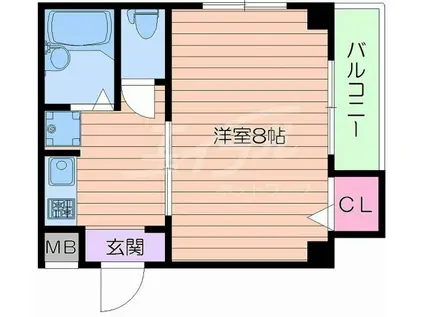アンフィニV(1K/2階)の間取り写真