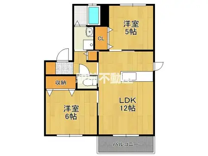 メゾン蓮ロータスB棟(2LDK/2階)の間取り写真