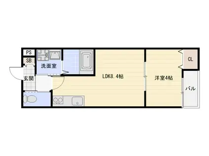 アッシュメゾン加美正覚寺13(1LDK/3階)の間取り写真