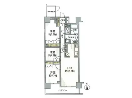 代々木山手パークハウス(3LDK/5階)の間取り写真