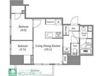 NIDO上野(2LDK/6階)の間取り写真